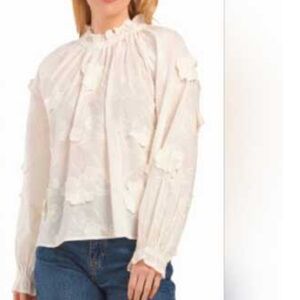 1074. New Anthropologies Jenifer & Grace %100 cotton Embroidered  Blouse